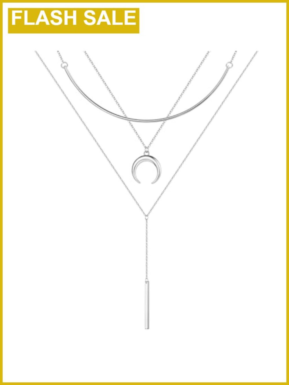 14K White Gold Plated Layered Necklace Set 3pc Dainty Jewelry Gift